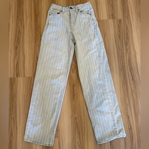 Unpublished Wide-Leg High-Rise Pinstripe Jeans, size 25, light wash